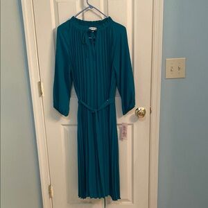 Nanette Lepore Green Pleated Sheath Dress